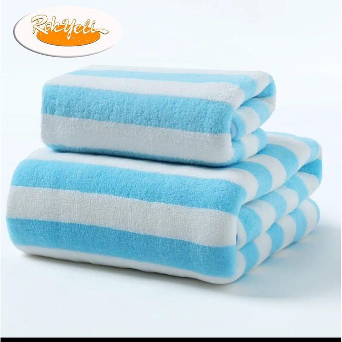 Mode Pack De 3 Serviettes De Bain Rayées Douces & Absorbantes – Ensemble Serviettes De Luxe, Grande Serviette + Visage + Main – Confort Luxe & Élégance Quotidienne 
