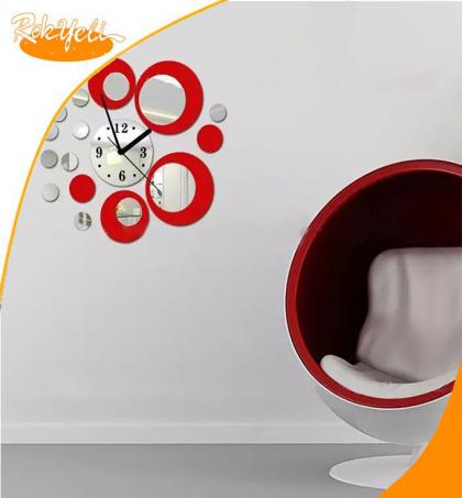 horloge-murale-miroir-3d-rouge