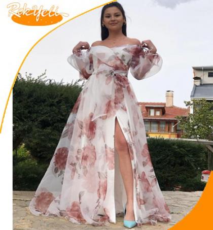 robe-de-soirÉe-longue-fleurie-marron