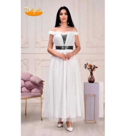 robe-de-soirée-Épaule-dénudée-en-tulle